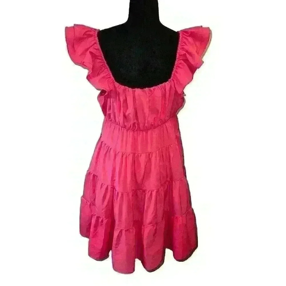 Endless Rose Ruffled Sweetheart Flounced Tiered Mini Dress Pink NWT Size Small - Picture 4 of 8